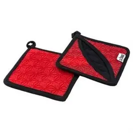 Pot Holder & Trivet, Silicone And Fabric, Red 1