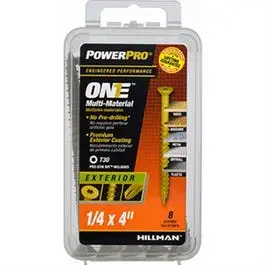 Power Pro One Exterior Screws, Flat Head, Bronze Epoxy Coated, #1/4 X 4-In., 8-Pk. 1