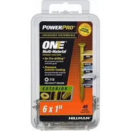 Power Pro One Exterior Screws, Flat Head, Bronze Epoxy Coated, #6 X 1-In., 40-Pk. 1