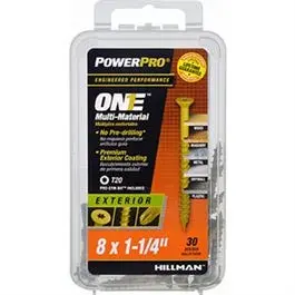 Power Pro One Exterior Screws, Flat Head, Bronze Epoxy Coated, #8 X 1-1/4-In., 30-Pk. 1