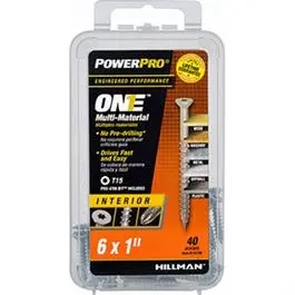 Power Pro One Interior Screws, Flat Head, Zinc-Plated, #6 X 1-In., 40-Pk. 1