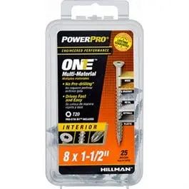 Power Pro One Interior Screws, Flat Head, Zinc-Plated, #8 X 1.5-In., 25-Pk. 1