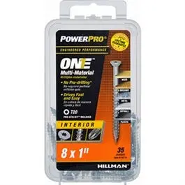Power Pro One Interior Screws, Flat Head, Zinc-Plated, #8 X 1-In., 35-Pk. 1
