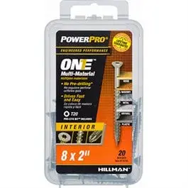 Power Pro One Interior Screws, Flat Head, Zinc-Plated, #8 X 2-In., 20-Pk. 1