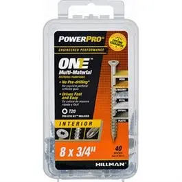 Power Pro One Interior Screws, Flat Head, Zinc-Plated, #8 X 3/4-In., 40-Pk. 1