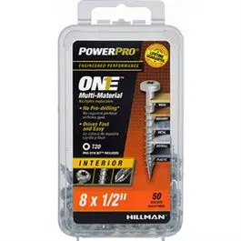 Power Pro One Interior Screws, Pan Head, Zinc-Plated, #8 X 1/2-In., 50-Pk. 1