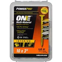 Power Pro One Interior Screws, Wafer Head, Yellow Zinc, #10 X 3-In., 59-Pk. 1