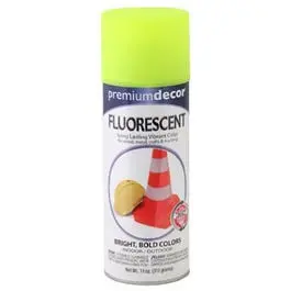 Premium Decor Fluorescent Spray Paint, Interior/Exterior, Bright Yellow, 11-Oz. 1
