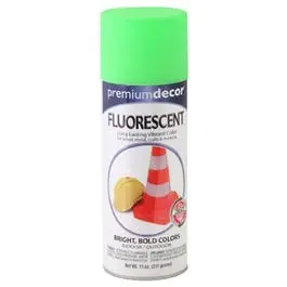 Premium Decor Fluorescent Spray Paint, Interior/Exterior, Glo Green, 11-Oz. 1