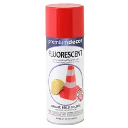 Premium Decor Fluorescent Spray Paint, Interior/Exterior, Hot Red, 11-Oz. 1