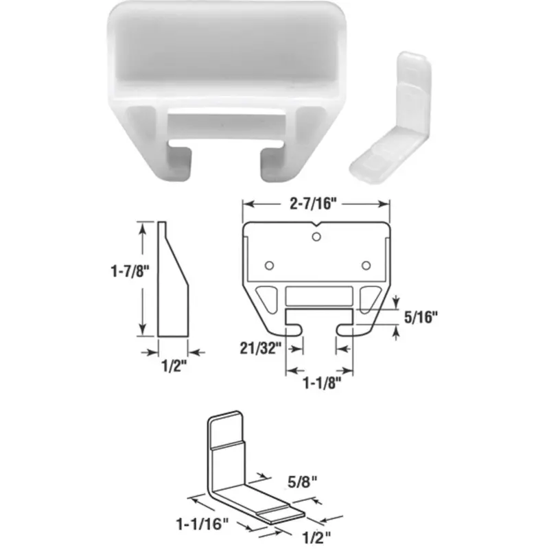 Prime-Line 1-3/32" X 1-1/8" Nylon Track Guide (2 Count) 1