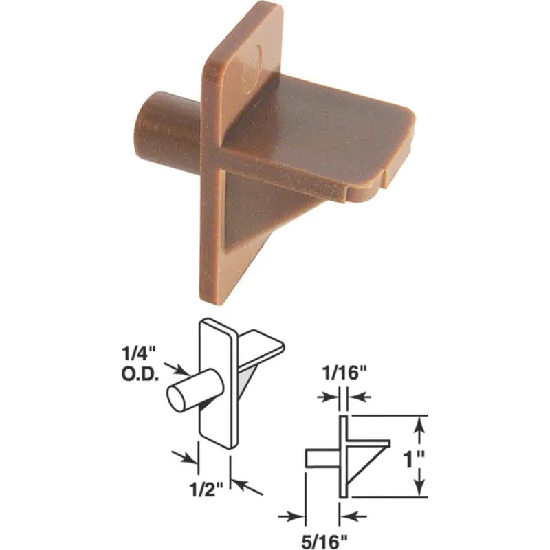 Prime-Line 1/4 In. Brown Plastic Shelf Support (8-Count) 1