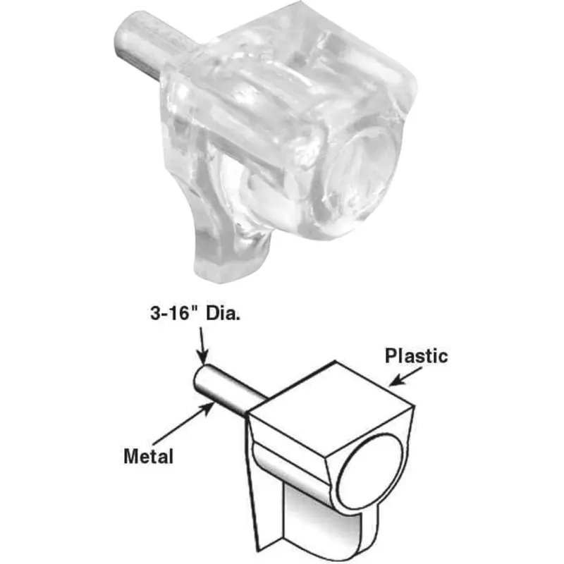 Prime-Line 5Mm Clear Plastic With Metal Stem Shelf Support (8-Count) 1
