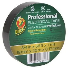 Professional Electrical Tape, Black, 3/4-In. X 66-Ft. 1