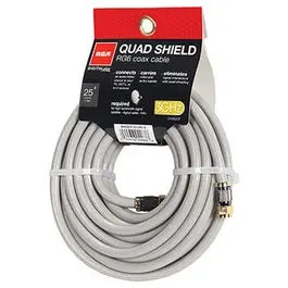 Quad Shield Rf6 Coaxial Cable, Gray, 18-Awg, 25-Ft. 1