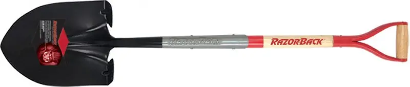 Razor-Back Round Point Shovel, Supersocket® With Power Step® , With Wood Handle And Steell D-Grip 1