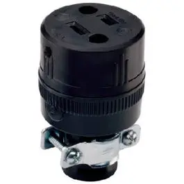 Residential Construction Connector, Black Rubber, 2-Pole/2-Wire, 15A, 125-Volt 1