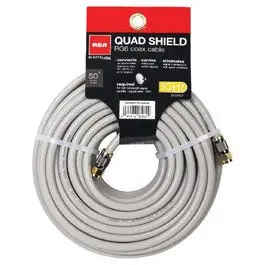 Rg6 Coaxial Cable, 18 Awg Gray Quad Shield, 50-Ft. 1