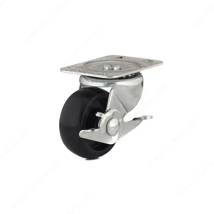 Richelieu Hardware Polypropylene Wheel Swivel Plate Caster With Brake, 125 Lb, 2" 1