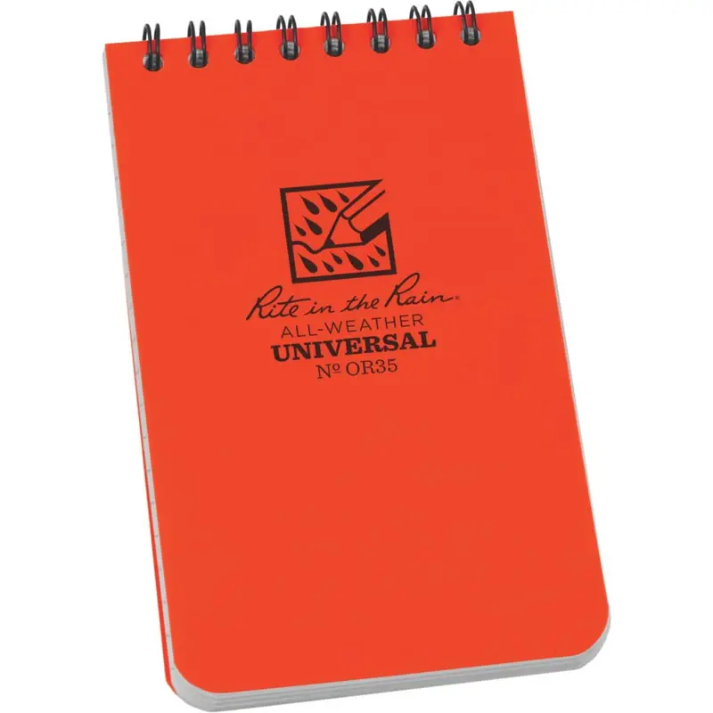 Rite In The Rain All-Weather 3 In. W X 5 In. H 50-Sheet Top-Spiral Bound Notebook, Orange 1