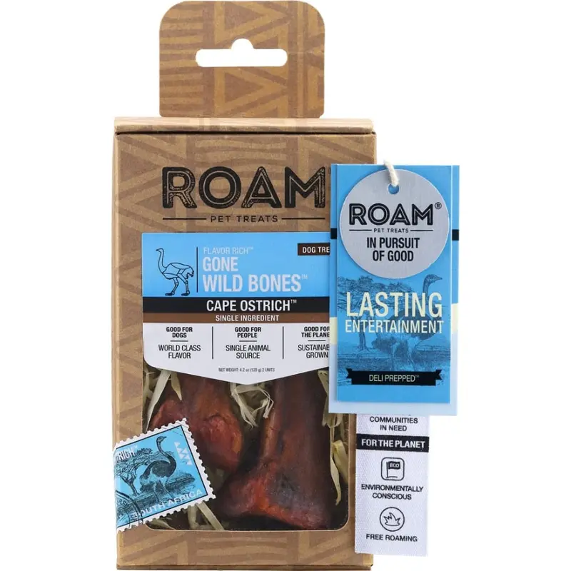 Roam Gone Wild Bones Cape Ostrich Dog Treat 1
