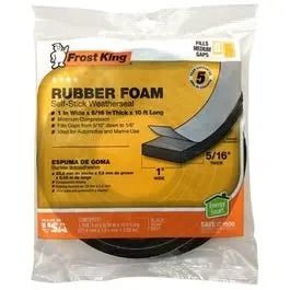 Rubber Foam Weatherseal Tape, 1W X 5/16-In. T X 10-Ft. 1