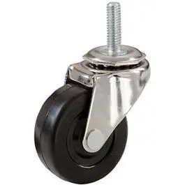 Rubber Wheel Caster, Threaded Stem, 2-In. 1