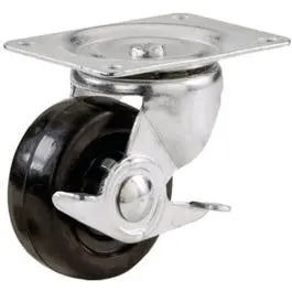 Rubber Wheel Swivel Plate Caster, Side Brake, 2-In. 1