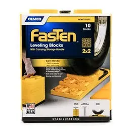 Rv Fasten Leveling Blocks, T-Handle, Yellow, 2 X 2, 10-Pk. 1