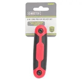 Sae Hex Key Set, Medium, Plastic, Fold-Up, 9-In-1 1