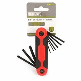 Sae Hex Key Set, Small, Plastic, Fold-Up, 9-In-1 1