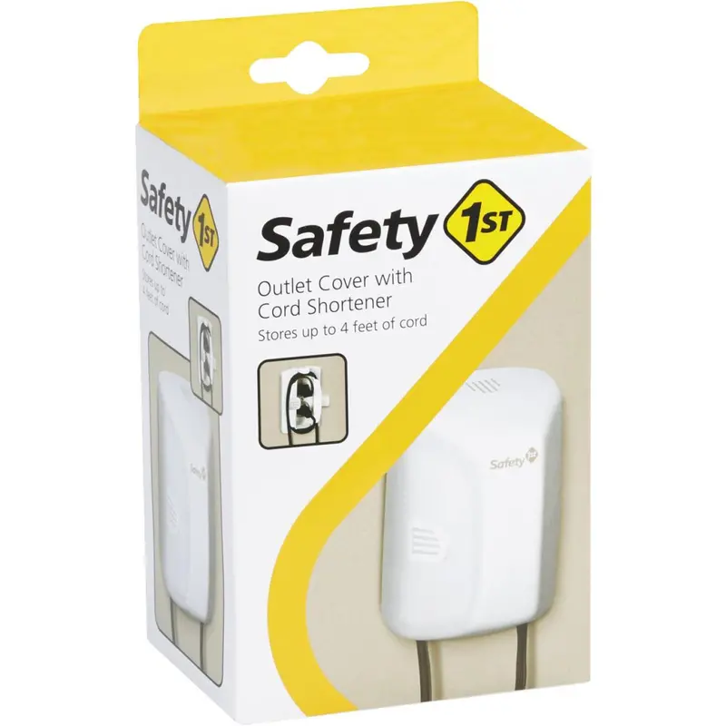 Safety 1St White Plastic Outlet Cover W/Cord Shortener 1