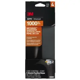 Sandpaper, Automotive, 1000 Grit, 3-2/3 X 9-In., 5-Pk. 1