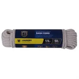 Sash Cord, Smooth, Braided Cotton, 1/4-In. X 50-Ft. 1