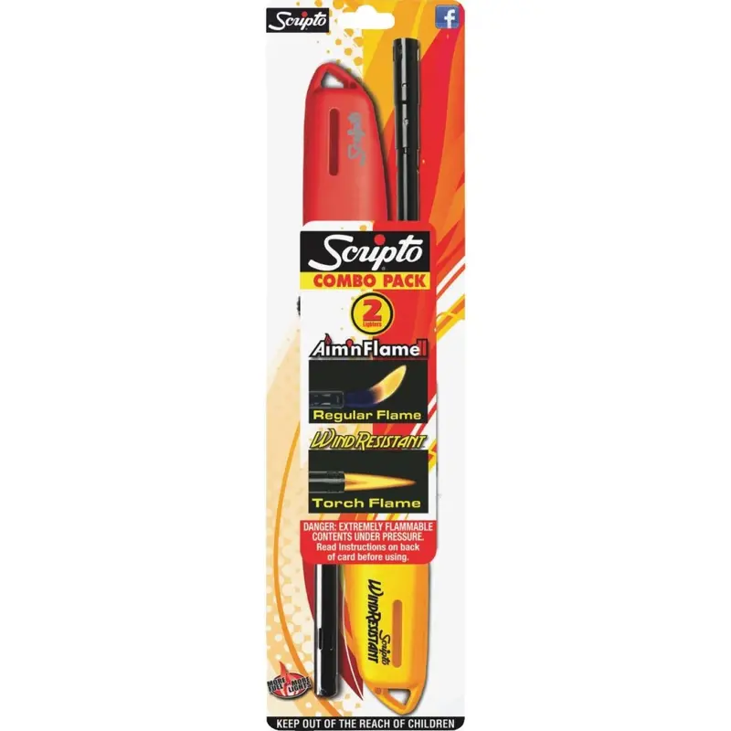 Scripto Aim 'N Flame Ii Nonrefillable Straight Stem Butane Lighter Combo (2-Pack) 1