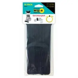 Self-Gripping Storage Cable Ties, Black, 4 & 10-In., 20-Pk. 1