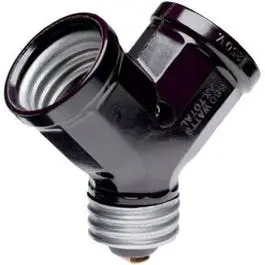 Single To Twin Lampholder Adapter, Black 1
