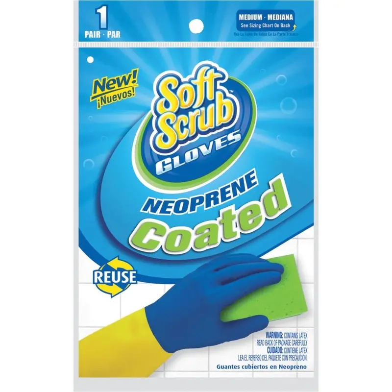 Soft Scrub Medium Neoprene Coated Latex Rubber Glove 1