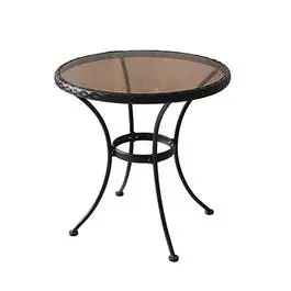 Sonoma Bistro Table, Steel And Glass, Woven Rim 1