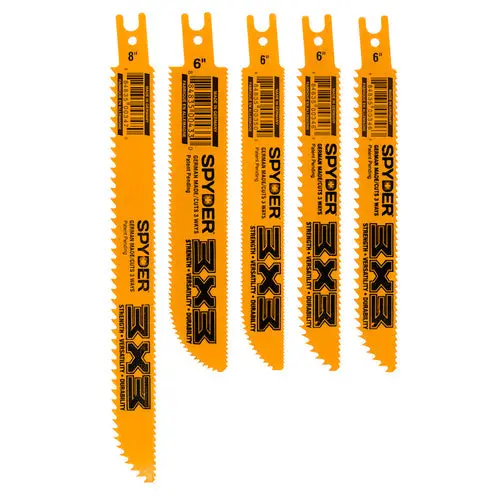 Spyder 5-Piece Double-Sided Advanced Demo Wood/Metal Cutting Reciprocating Saw Blade Set (6 & 8") 3X3 1