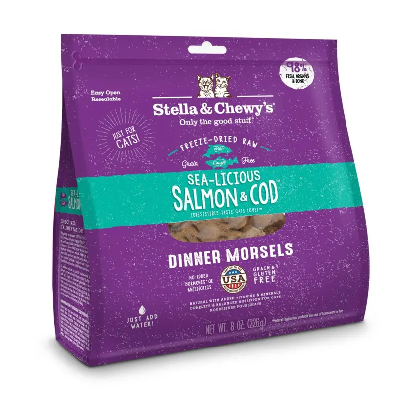 Stella & Chewy's Sea-Licious Salmon & Cod Freeze-Dried Morsels Cat Food 1