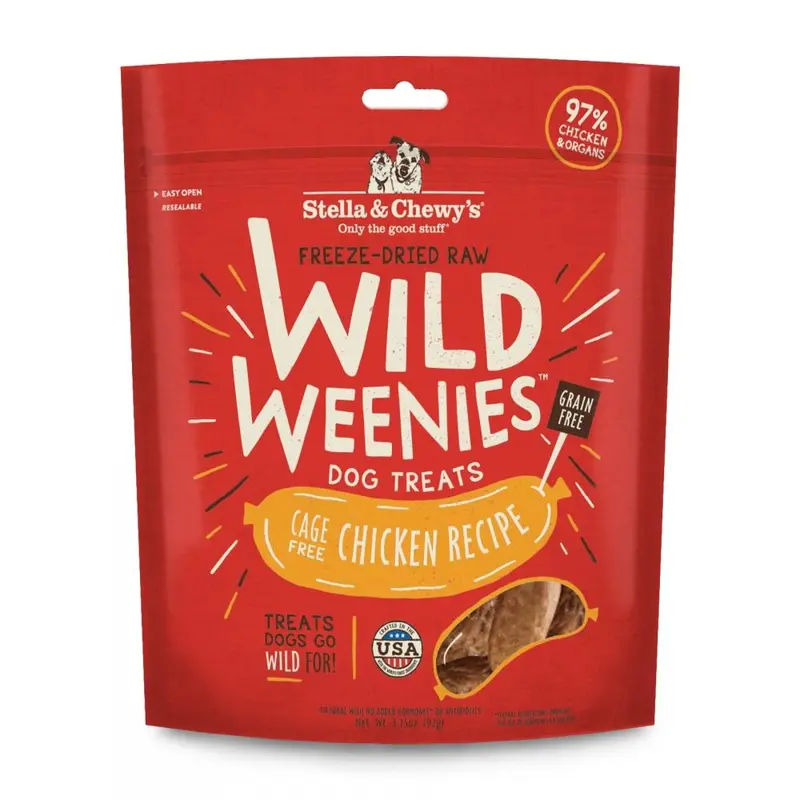 Stella & Chewy's Wild Weenies Grain Free Chicken Recipe Freeze Dried Raw Dog Treats 1