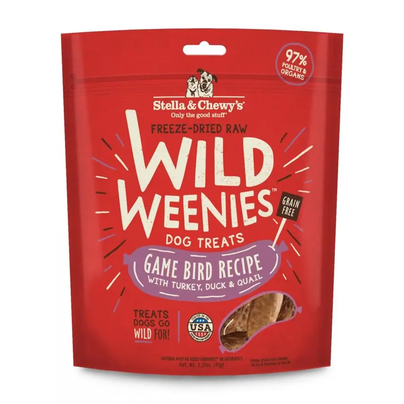 Stella & Chewy's Wild Weenies Grain Free Red Game Bird Recipe Freeze Dried Raw Dog Treats 1