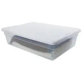 Storage Box, White Lid With See-Thru Base, 28-Qts. 1