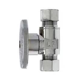 Straight Supply Stop Valve, Chrome, 3/8-In. O.D. Compression X 3/8-In. O.D. Compression 1