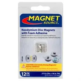 Super Neodymium Disc Magnets With Adhesive, 12-Pk. 1