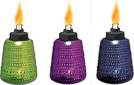 Table Torch 6 In Asst Bl/Gn/Purp Glass 1