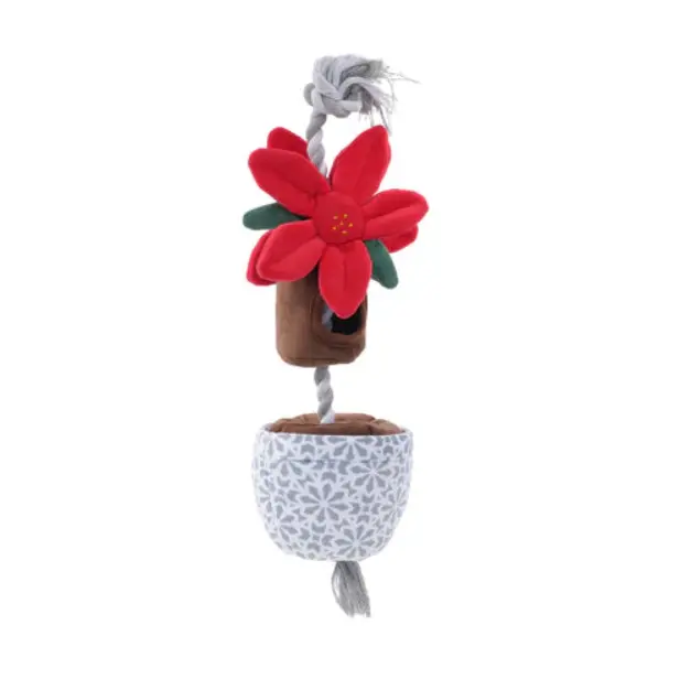 Tall Tails Holiday Poinsettia Tug & Treat Dog Toy 1