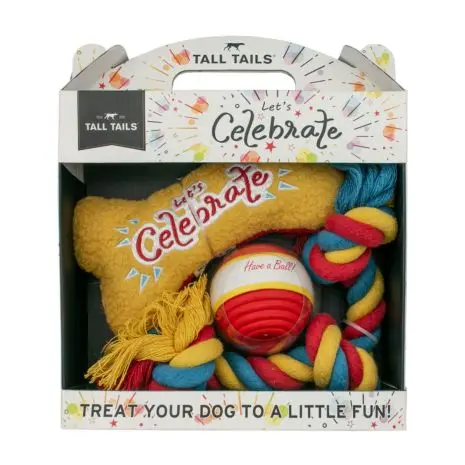 Tall Tails Let's Celebrate 3-Piece Box Gift Set Dog Toy 1