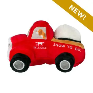 Tall Tails Red Truck With Snowball Squeaker Dog Toy 1